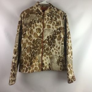 Carole Little Silk zip front jacket.